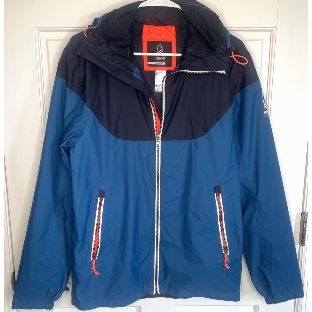 TRIBORD Decathlon Sailing 100 Hooded Rain Jacket Blue Sz S Waterproof Outdoors